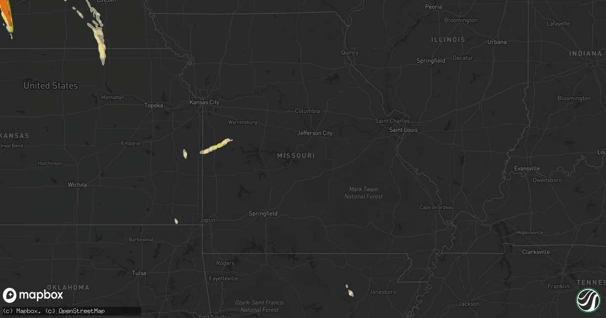 Hail map in Missouri on July 18, 2018