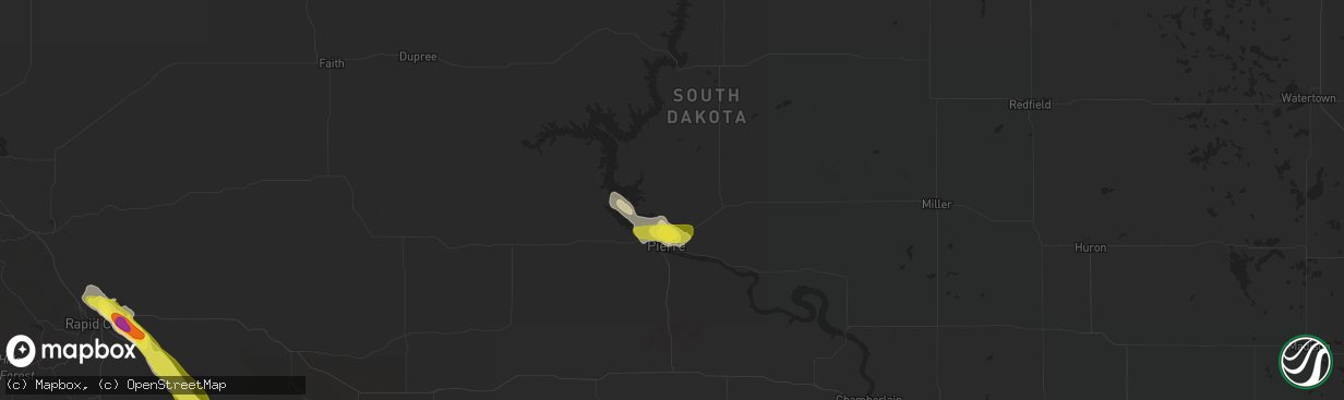 Hail map in Pierre, SD on July 18, 2018