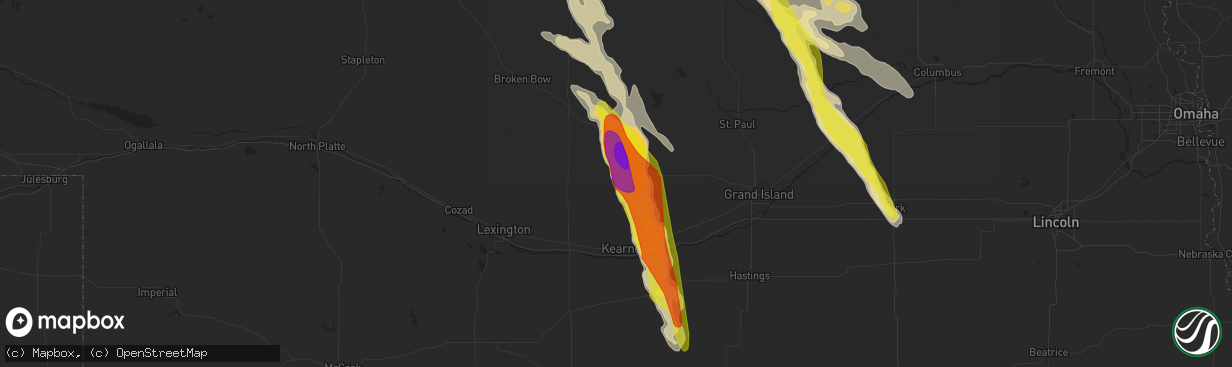 Hail map in Pleasanton, NE on July 18, 2018