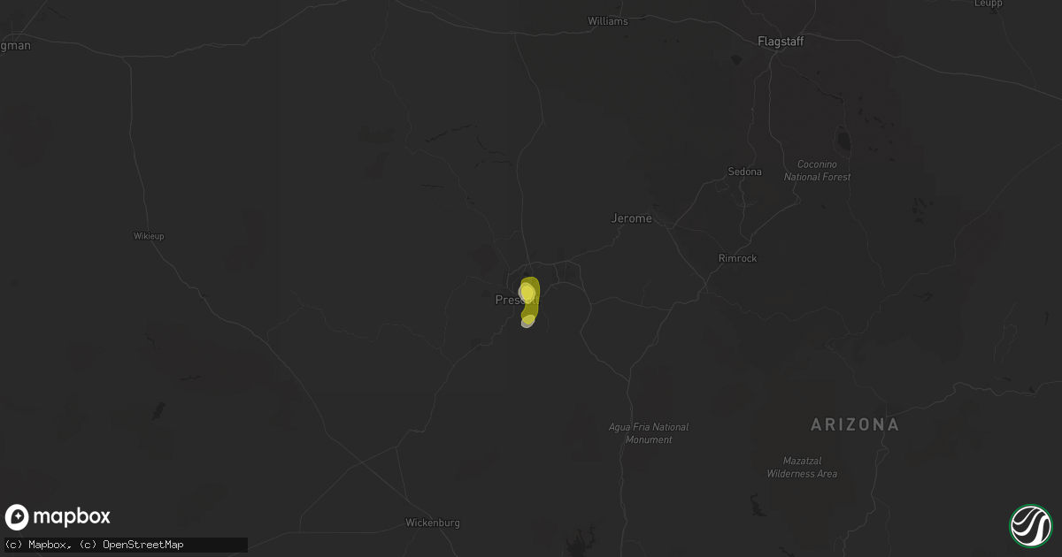 Hail map in Prescott, AZ on July 18, 2018