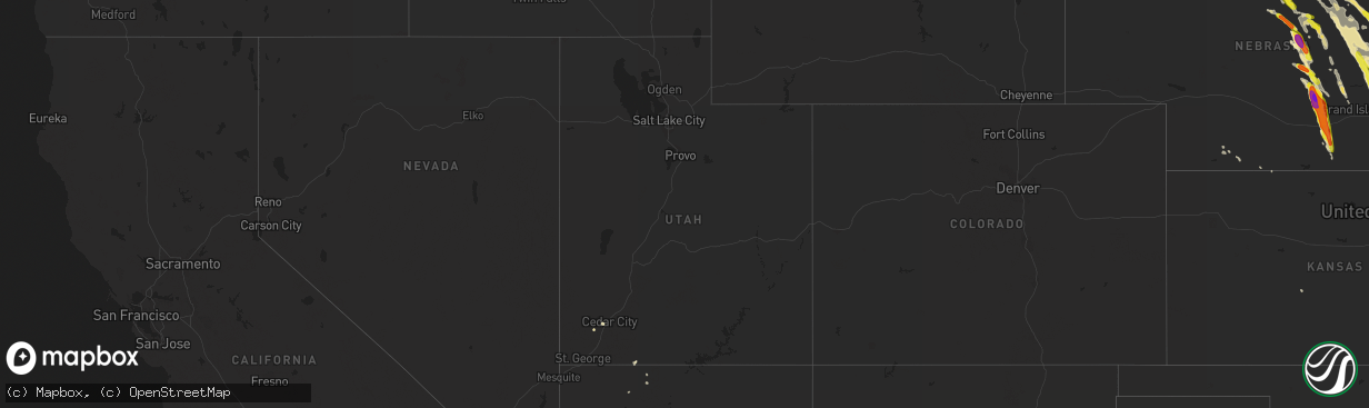 Hail map in Utah on July 18, 2018