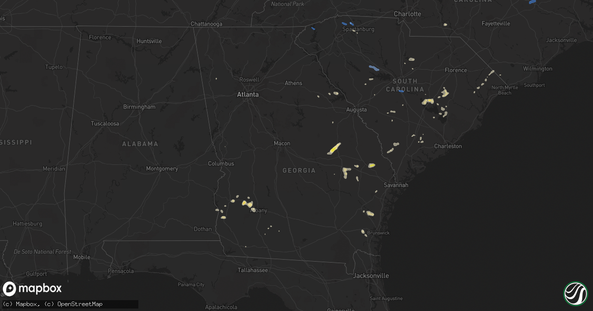 Hail map in Georgia on July 18, 2019