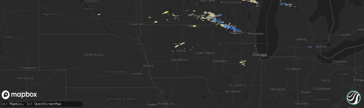 Hail map in Iowa on July 18, 2019
