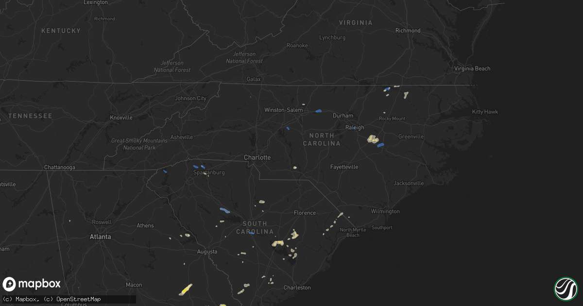 Hail map in North Carolina on July 18, 2019