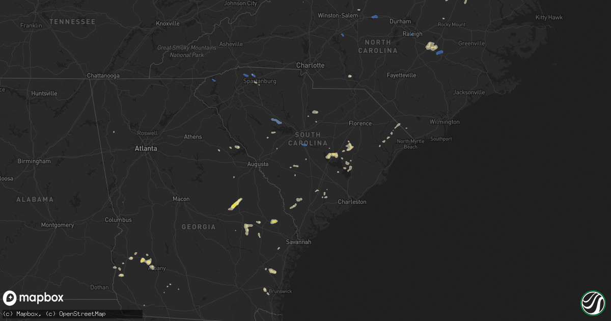 Hail map in South Carolina on July 18, 2019