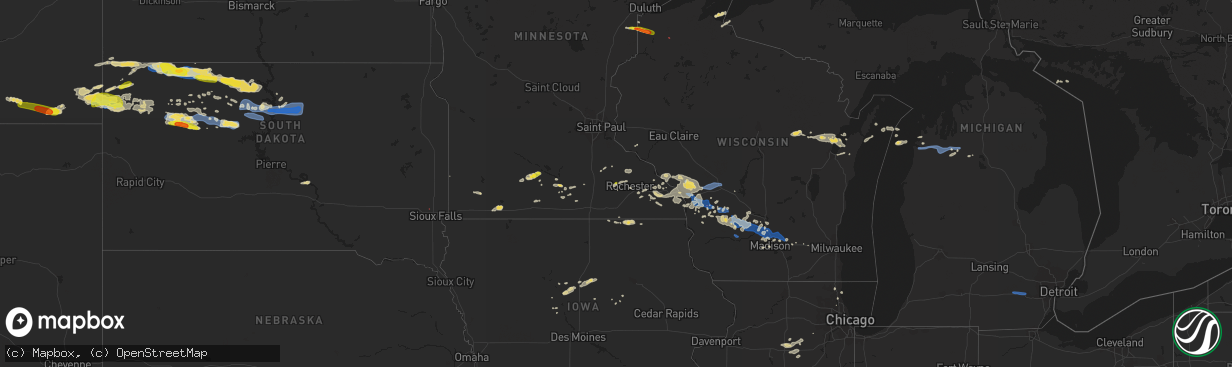 Hail map on July 18, 2019