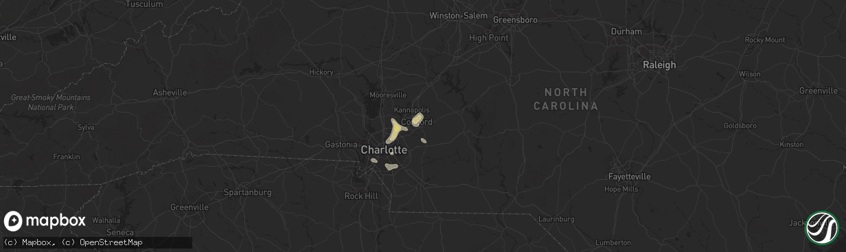 Hail map in Concord, NC on July 18, 2020