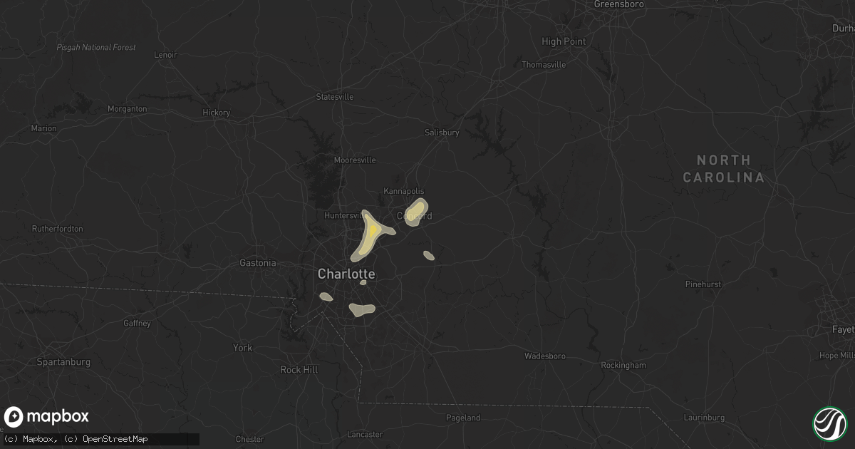 Hail map in Concord, NC on July 18, 2020