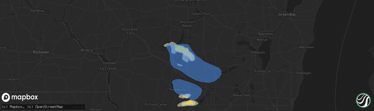 Hail map in Friendship, WI on July 18, 2020