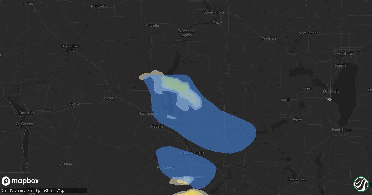 Hail map in Friendship, WI on July 18, 2020