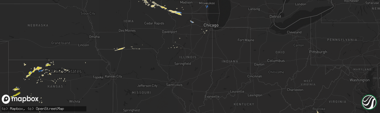 Hail map in Illinois on July 18, 2020