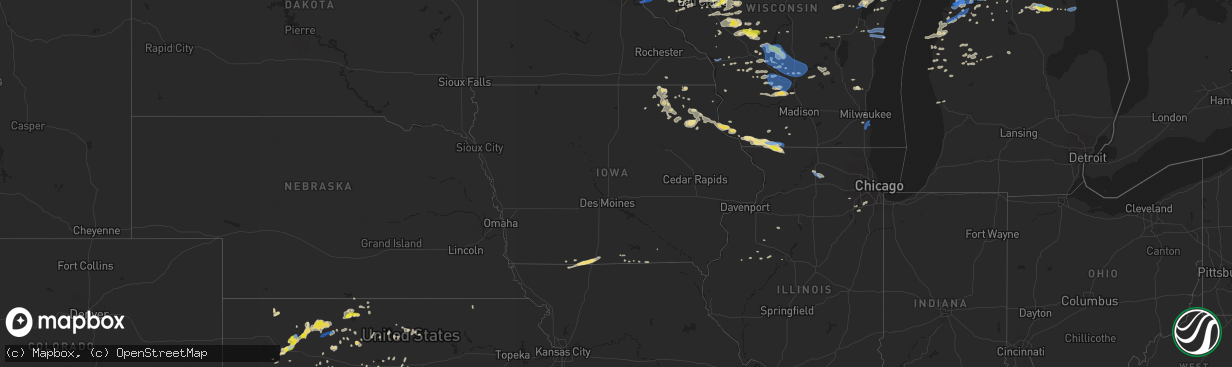 Hail map in Iowa on July 18, 2020