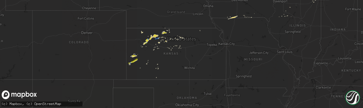 Hail map in Kansas on July 18, 2020