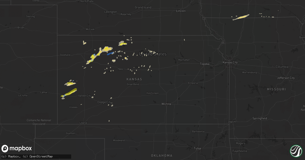 Hail map in Kansas on July 18, 2020