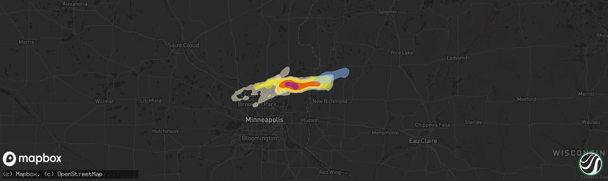 Hail map in Marine On Saint Croix, MN on July 18, 2020