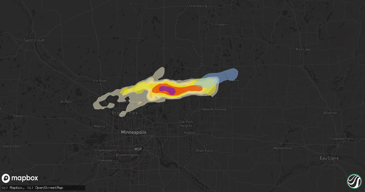 Hail map in Marine On Saint Croix, MN on July 18, 2020