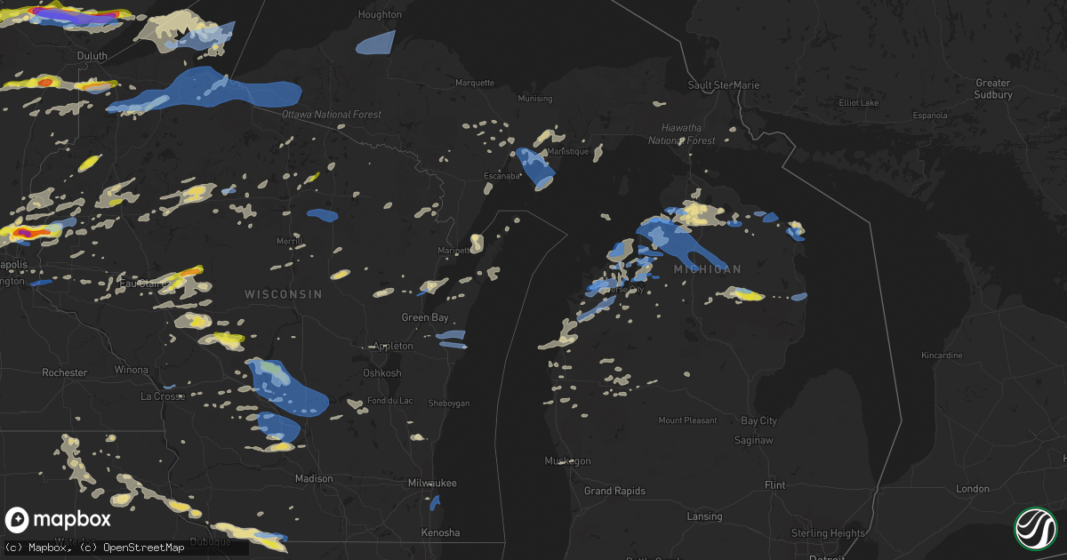 Hail map in Michigan on July 18, 2020