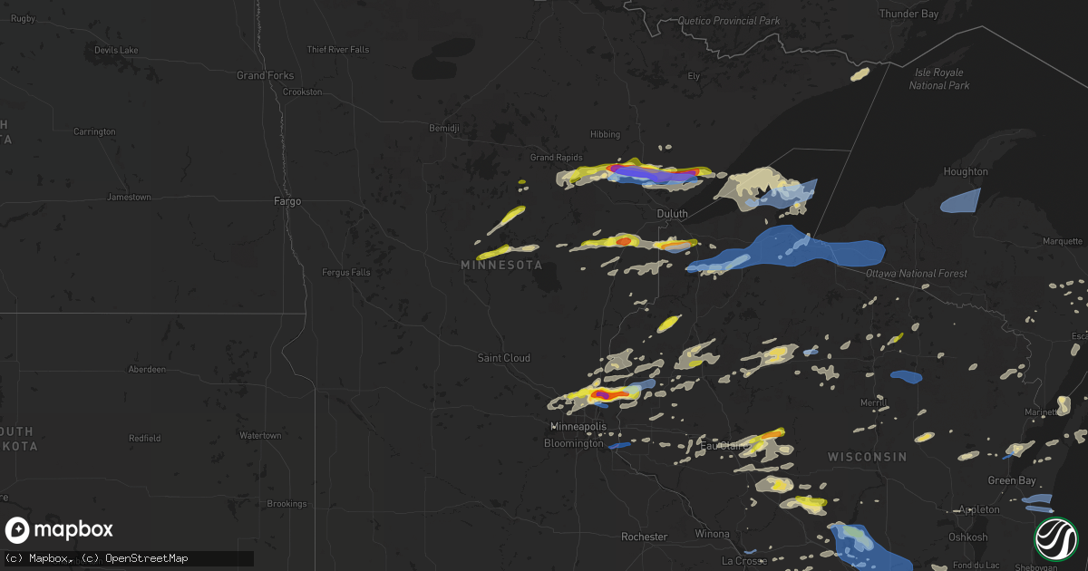 Hail map in Minnesota on July 18, 2020