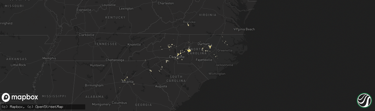 Hail map in North Carolina on July 18, 2020