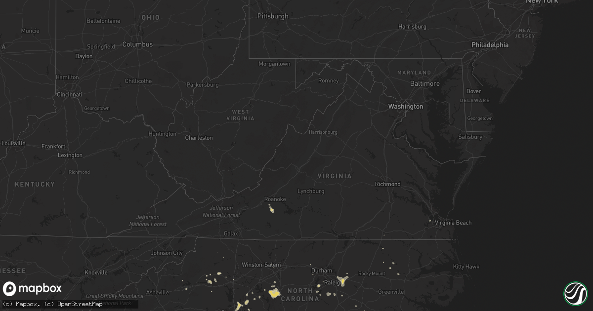 Hail map in Virginia on July 18, 2020