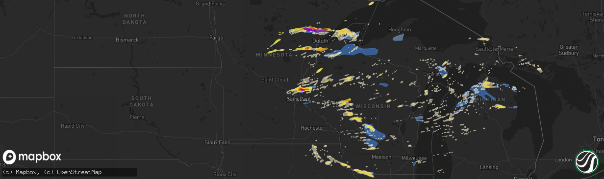 Hail map on July 18, 2020