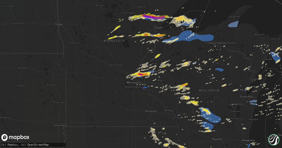 Hail map on July 18, 2020