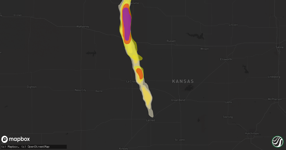 Hail map in Bison, KS on July 18, 2021