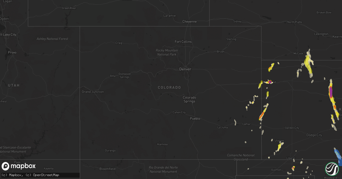Hail map in Colorado on July 18, 2021