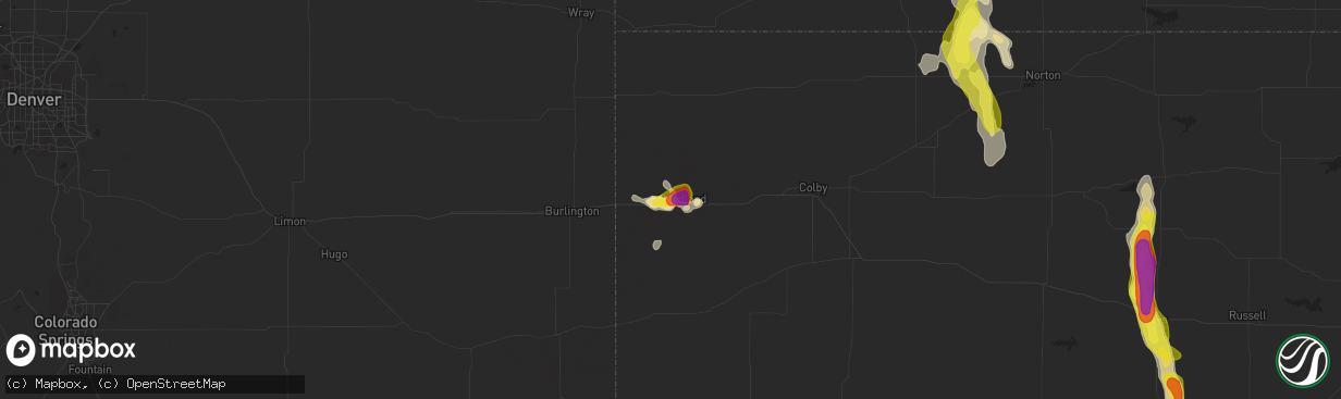 Hail map in Goodland, KS on July 18, 2021