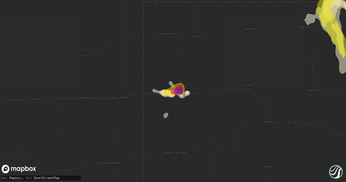 Hail map in Goodland, KS on July 18, 2021