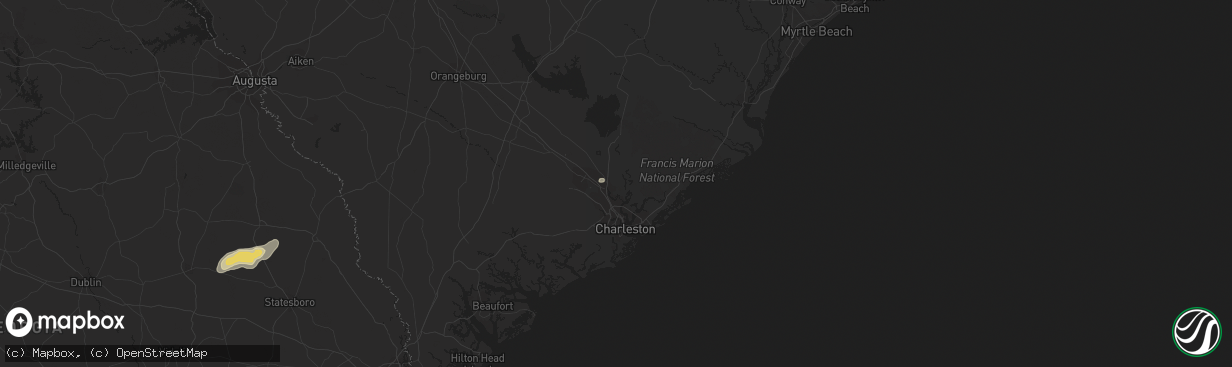 Hail map in Goose Creek, SC on July 18, 2021