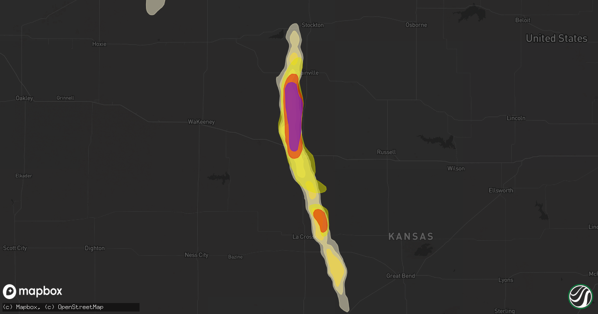 Hail map in Hays, KS on July 18, 2021