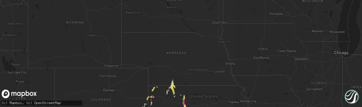 Hail map in Nebraska on July 18, 2021