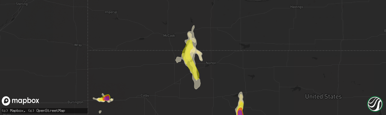 Hail map in Norcatur, KS on July 18, 2021