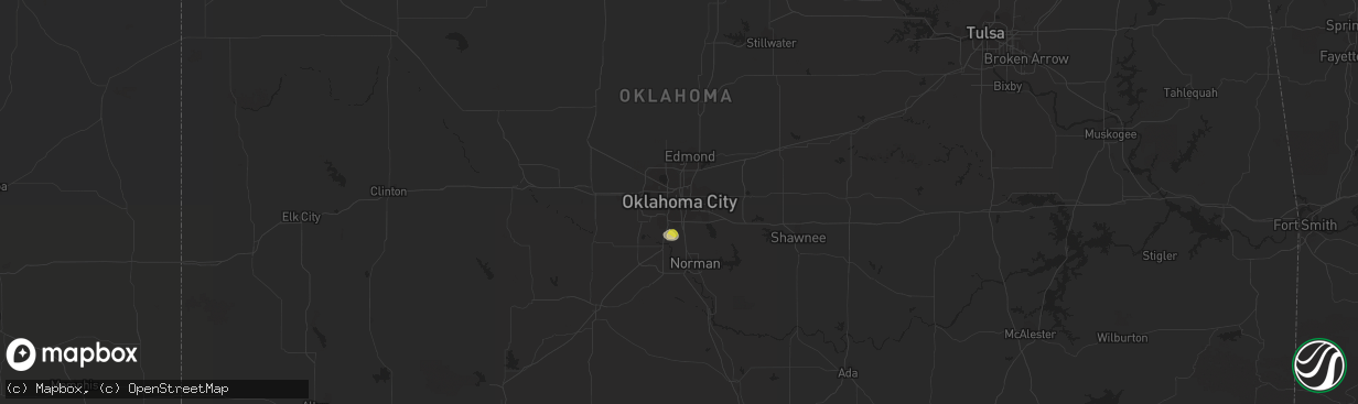 Hail map in Oklahoma City, OK on July 18, 2021