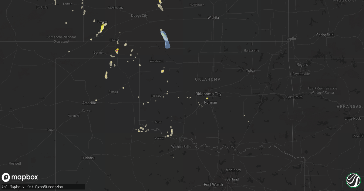 Hail map in Oklahoma on July 18, 2021