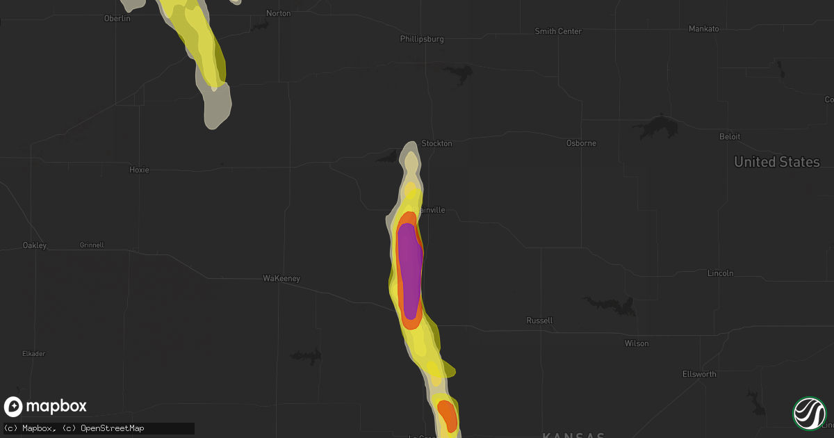 Hail map in Plainville, KS on July 18, 2021