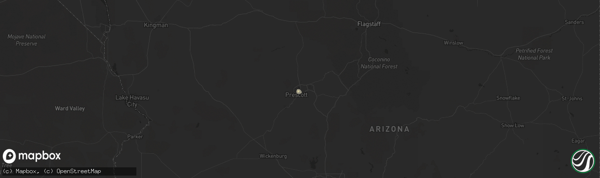 Hail map in Prescott, AZ on July 18, 2021