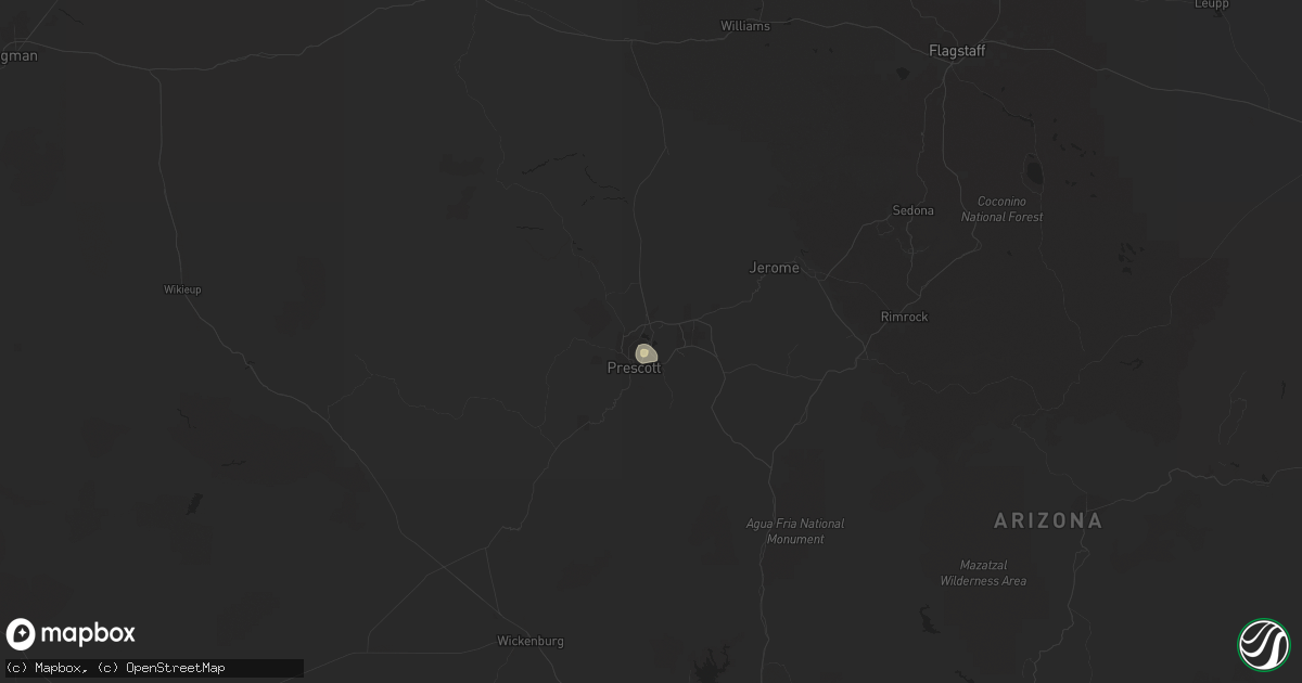 Hail map in Prescott, AZ on July 18, 2021