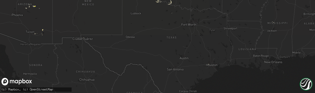 Hail map in Texas on July 18, 2021