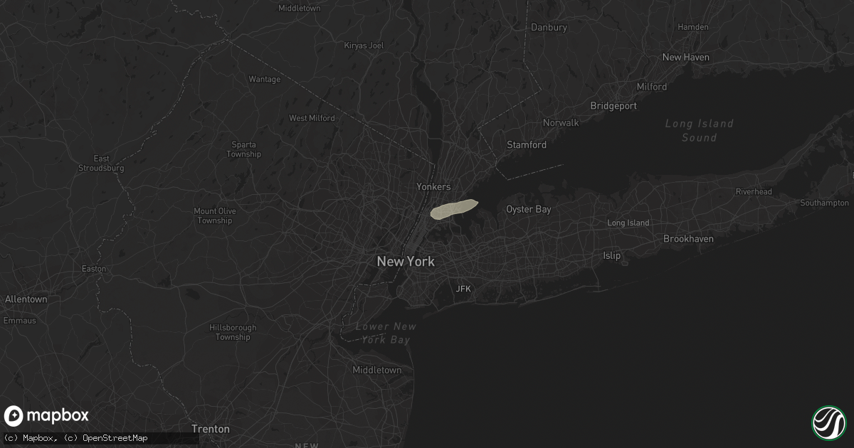 Hail map in Bronx, NY on July 18, 2022