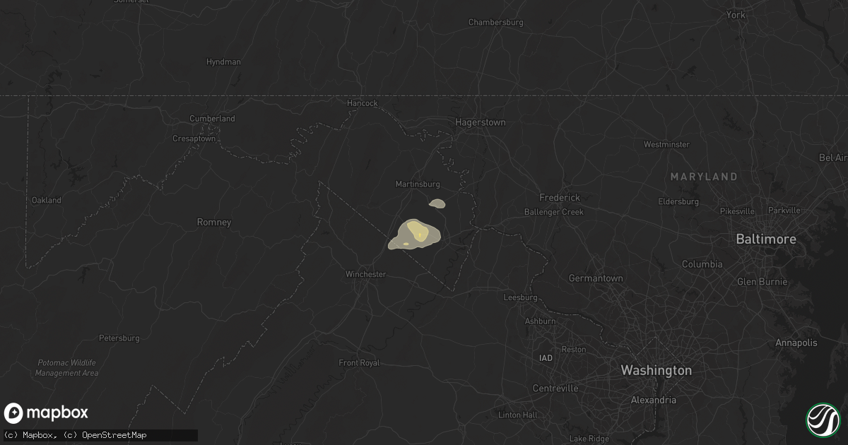 Hail map in Kearneysville, WV on July 18, 2022