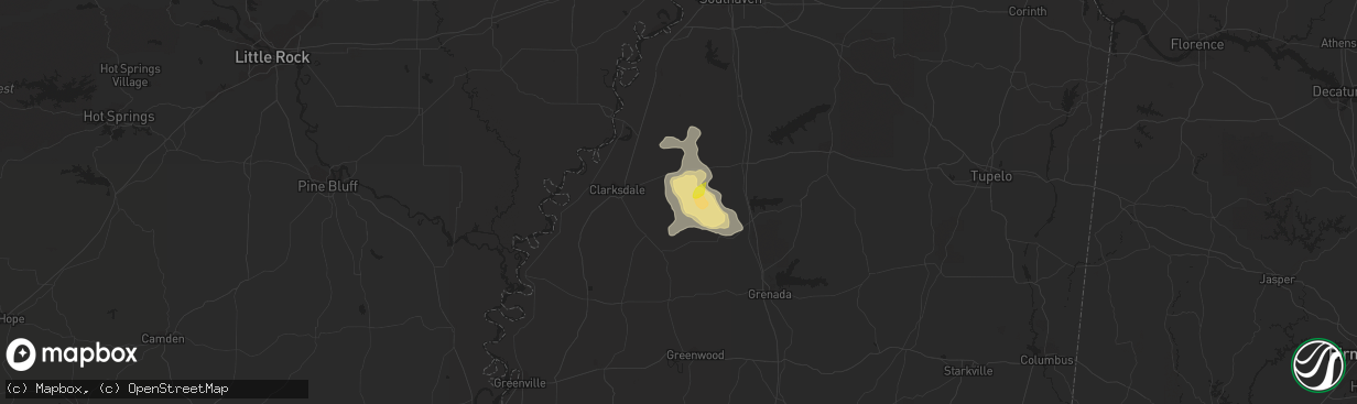 Hail map in Lambert, MS on July 18, 2022