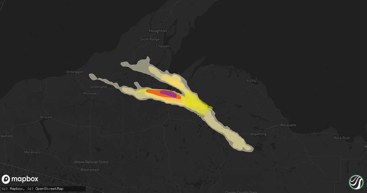 Hail map in Lanse, MI on July 18, 2022