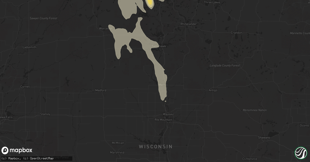 Hail map in Merrill, WI on July 18, 2022