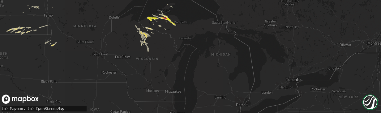 Hail map in Michigan on July 18, 2022