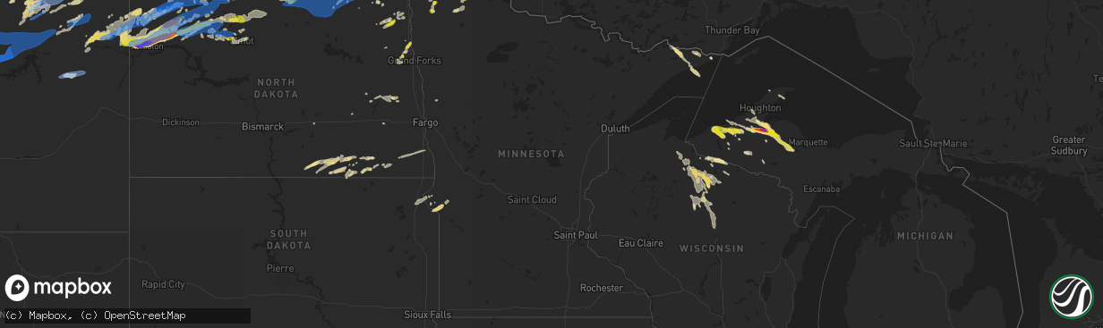 Hail map in Minnesota on July 18, 2022