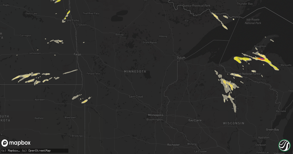 Hail map in Minnesota on July 18, 2022