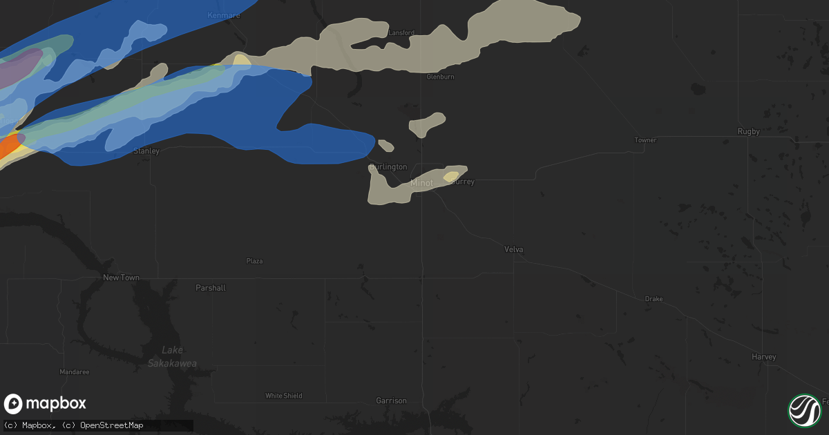 Hail map in Minot, ND on July 18, 2022