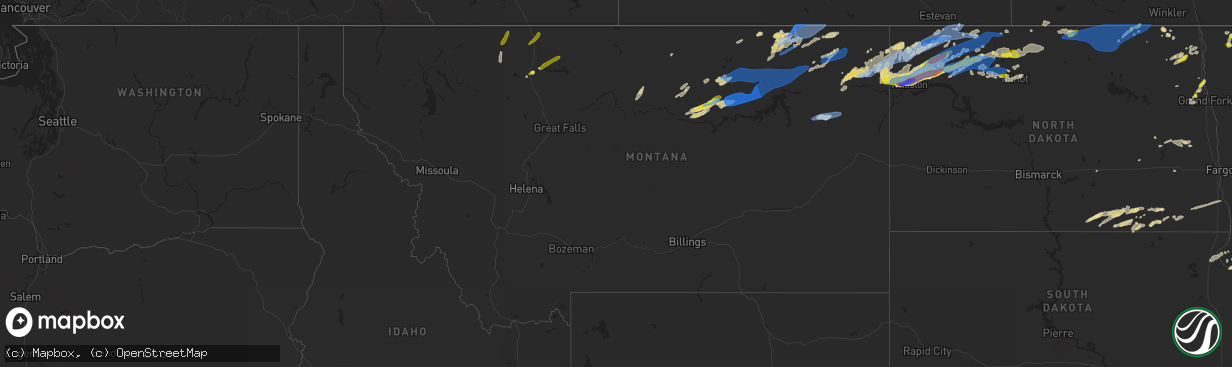 Hail map in Montana on July 18, 2022